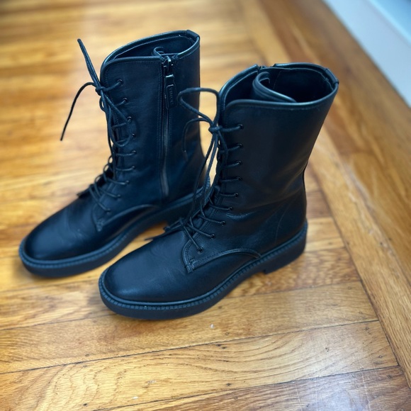 Vince Kady Lace-Up Leather Booties - 6M - Picture 3 of 12